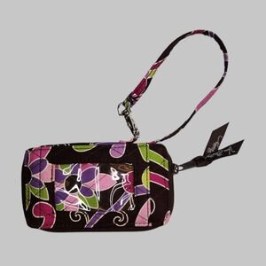 Vera Bradley All in One ID Wristlet Zip Wallet Retired Purple Punch 5.5 x 3.5